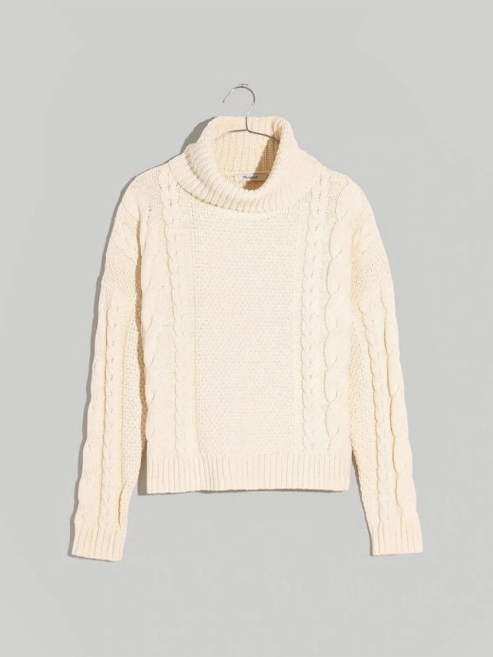 Madewell Oversized Cable Turtleneck Sweater Cream XXS